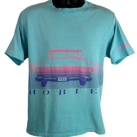 Vintage Hobie 1959 Cadillac Coupe DeVille T Shirt Mens Large Surfer Surfing Blue - Picture 2 of 12